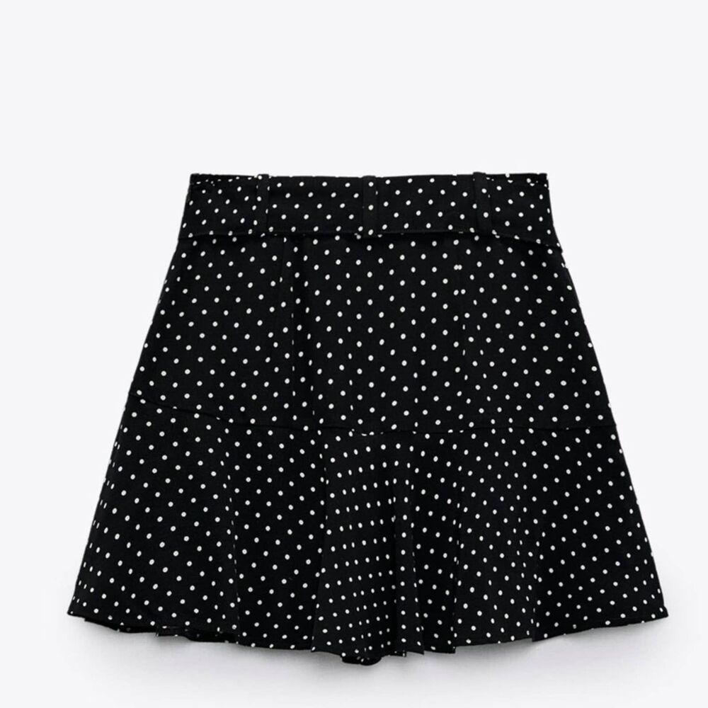 ZARA POLKA DOT BOW TRIM SKORT BLACK SMALL - Picture 5 of 6